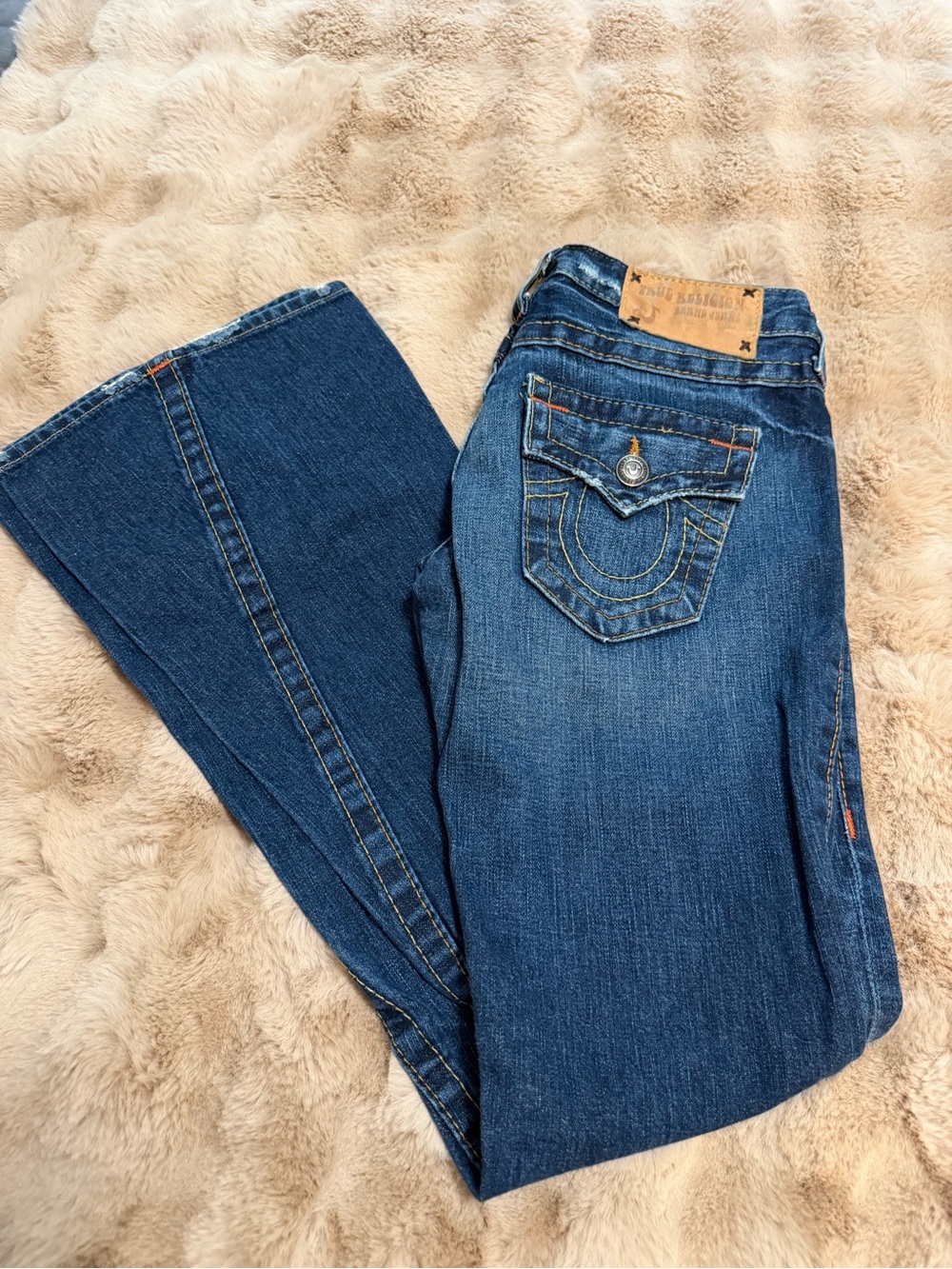 Authentic True Religion Dark Blue High-Rise Flare Jeans size 26 - Picture 2 of 16